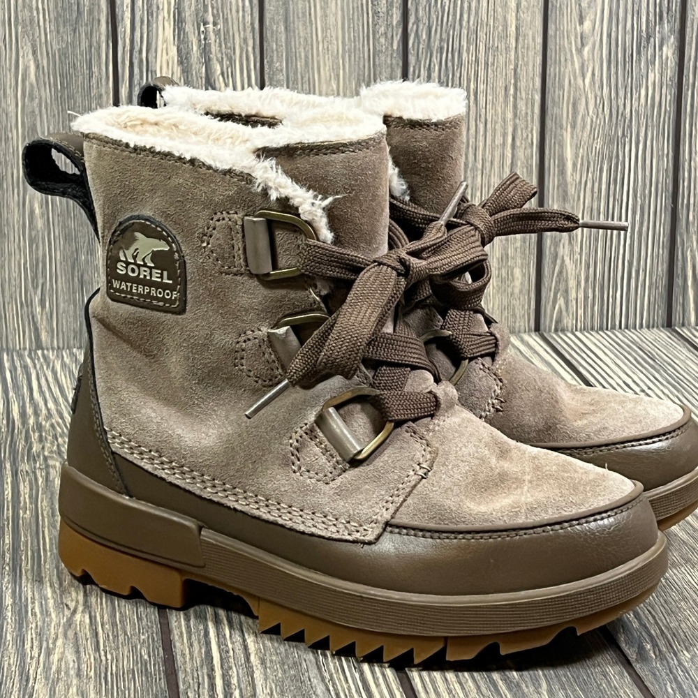 Sorel Tivoli IV Women 6 Brown Waterproof Suede Faux Fur Hiking Boots NL3425-297